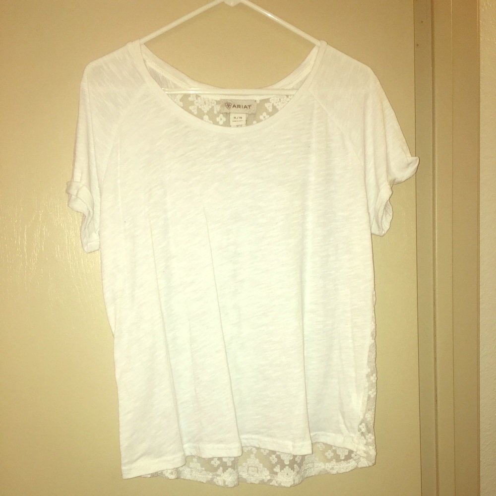 White ariat shirt with lace back